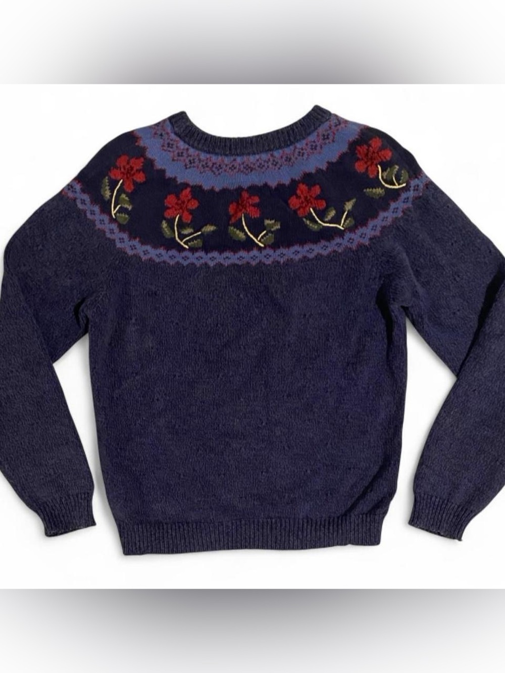 Vintage 1980s Northern Reflections Floral Yoke Sweater